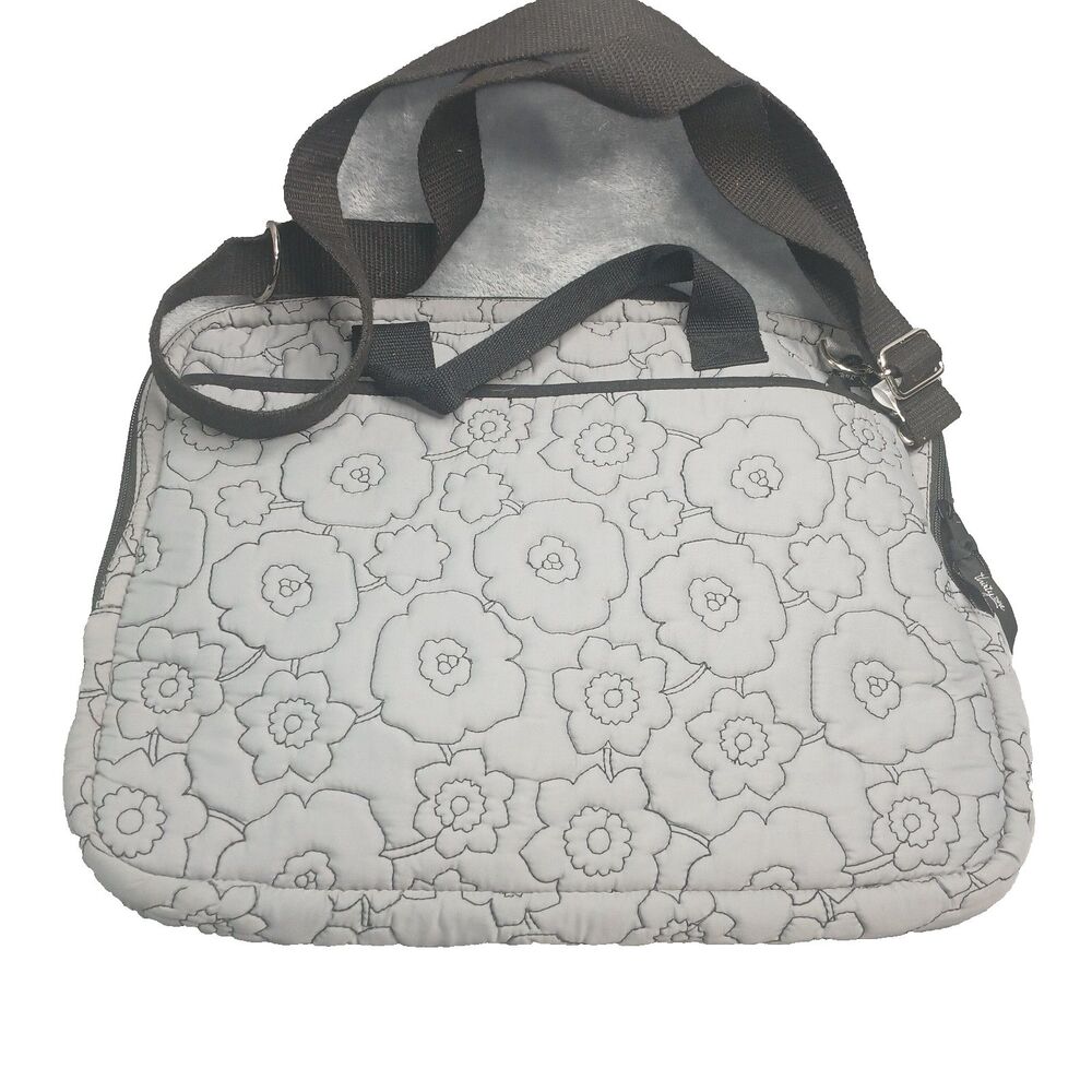 Thirty One Gray Floral Quilted Laptop Bab Preowned 15" wide x 12" tall Preowned